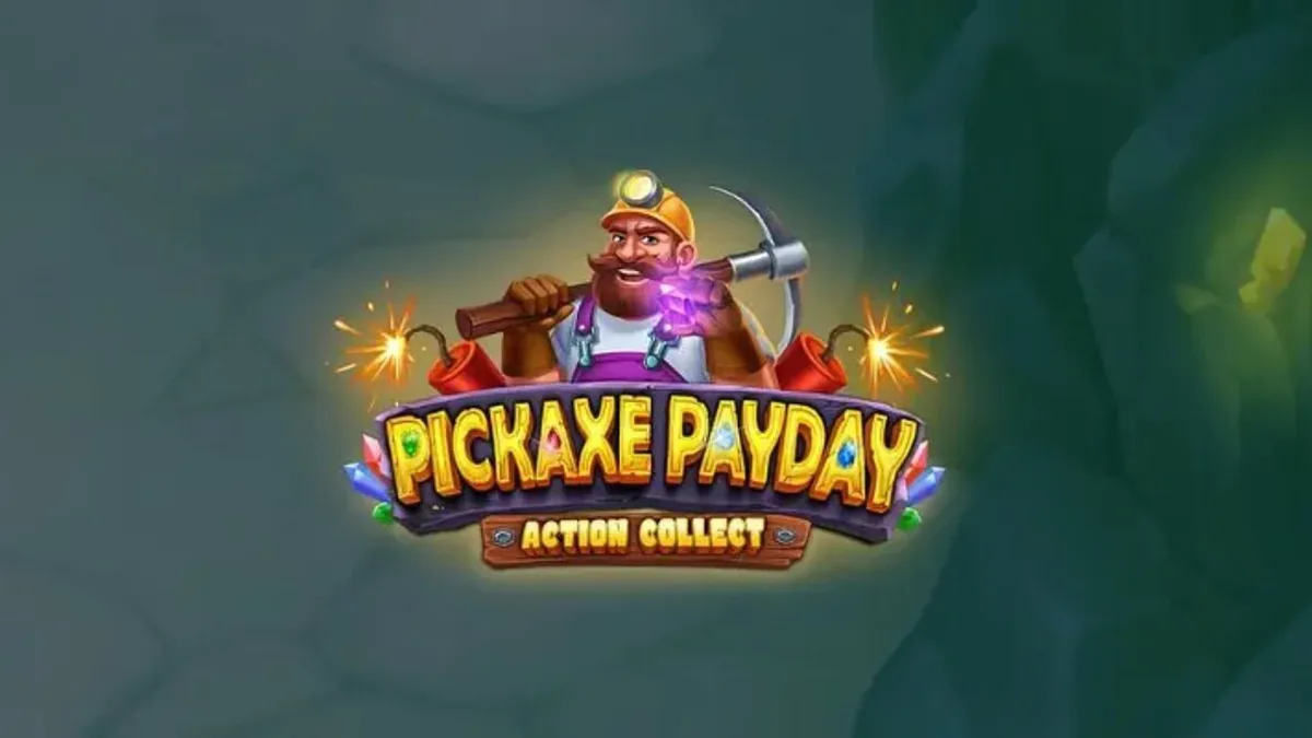 Tampilan visual slot Pickaxe Payday dengan tema penambang kartun dan suasana tambang emas.